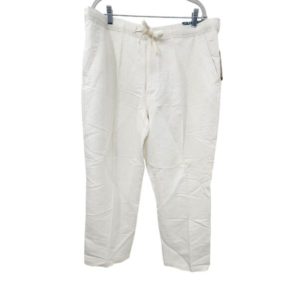 New NWT Cubavera White Linen Blend Wide Leg Pants Size XL In Bright White - Picture 4 of 12